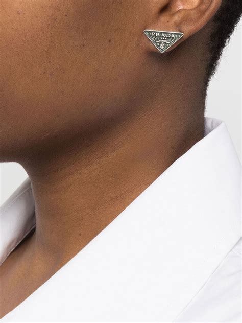 prada hart lightning earrings|prada triangular emblem.